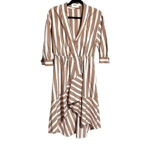ba&sh Nastasia Ruffled Striped Woven Wrap Dress Wear to Work Summer Size 6